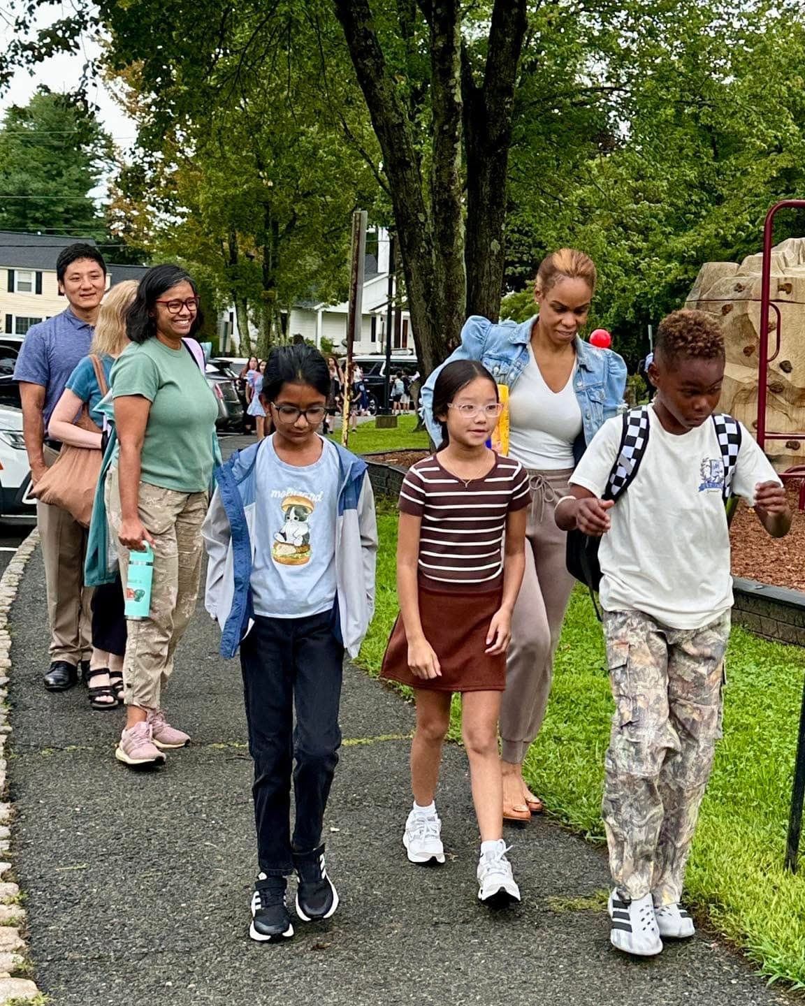 Students and families make their way into school as the new year begins in New Providence.